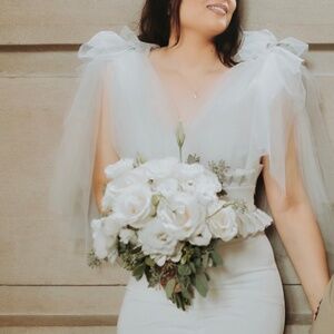 Bridal Jumpsuit with tulle bows - BchicFashions